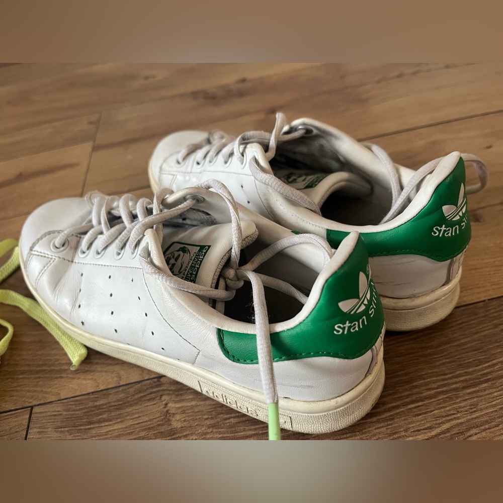 Adidas White Green Stan Smith Sneakers - Picture 5 of 12